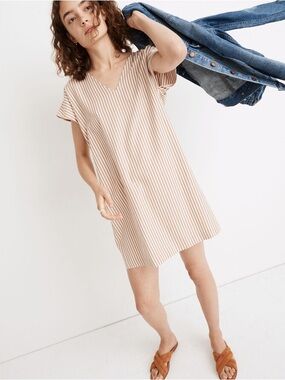 Madewell Button-Back Easy Dress in Stripe Size XS